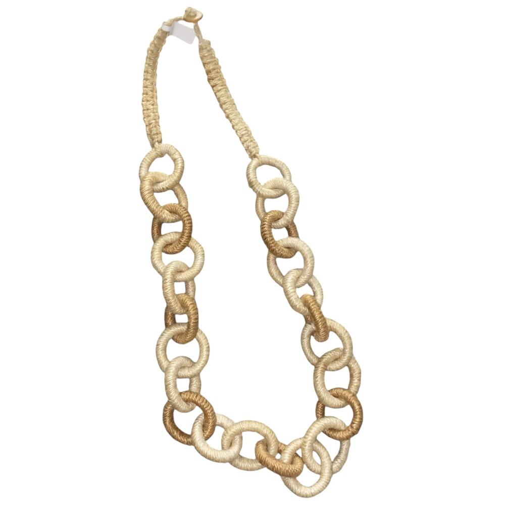 NWOT Women's Handmade Braided Neutral 30" Chainlink Necklace